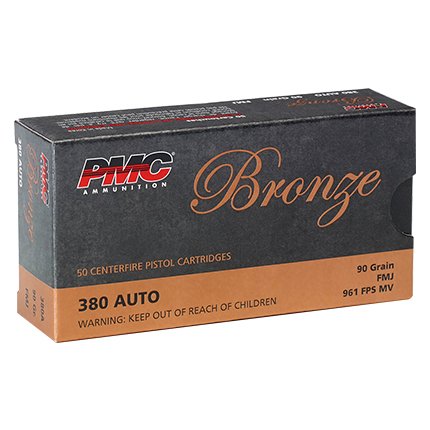 PMC Bronze Handgun Ammunition .380 ACP 90 gr FMJ 920 fps 50/ct