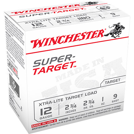 Winchester SuperTarget Shotshells 12 ga 2-3/4" 1 oz 1180 fps #9 25/ct