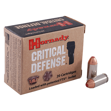Hornady Critical Defense Handgun Ammo .40 S&W 165 gr FTX 1175 fps 20/ct