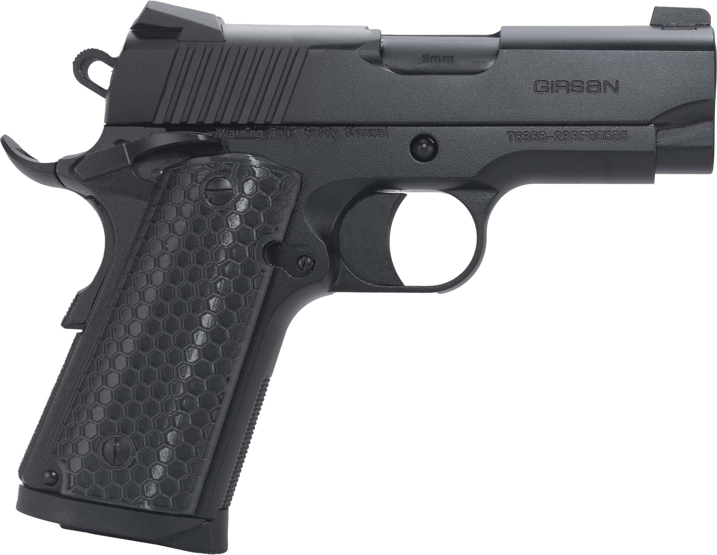 EAA - European American Armory Corp Girsan Untouchable MC1911 Subcompact Handgun 9mm Luger 7rd Magazine 3.4" Barrel Black
