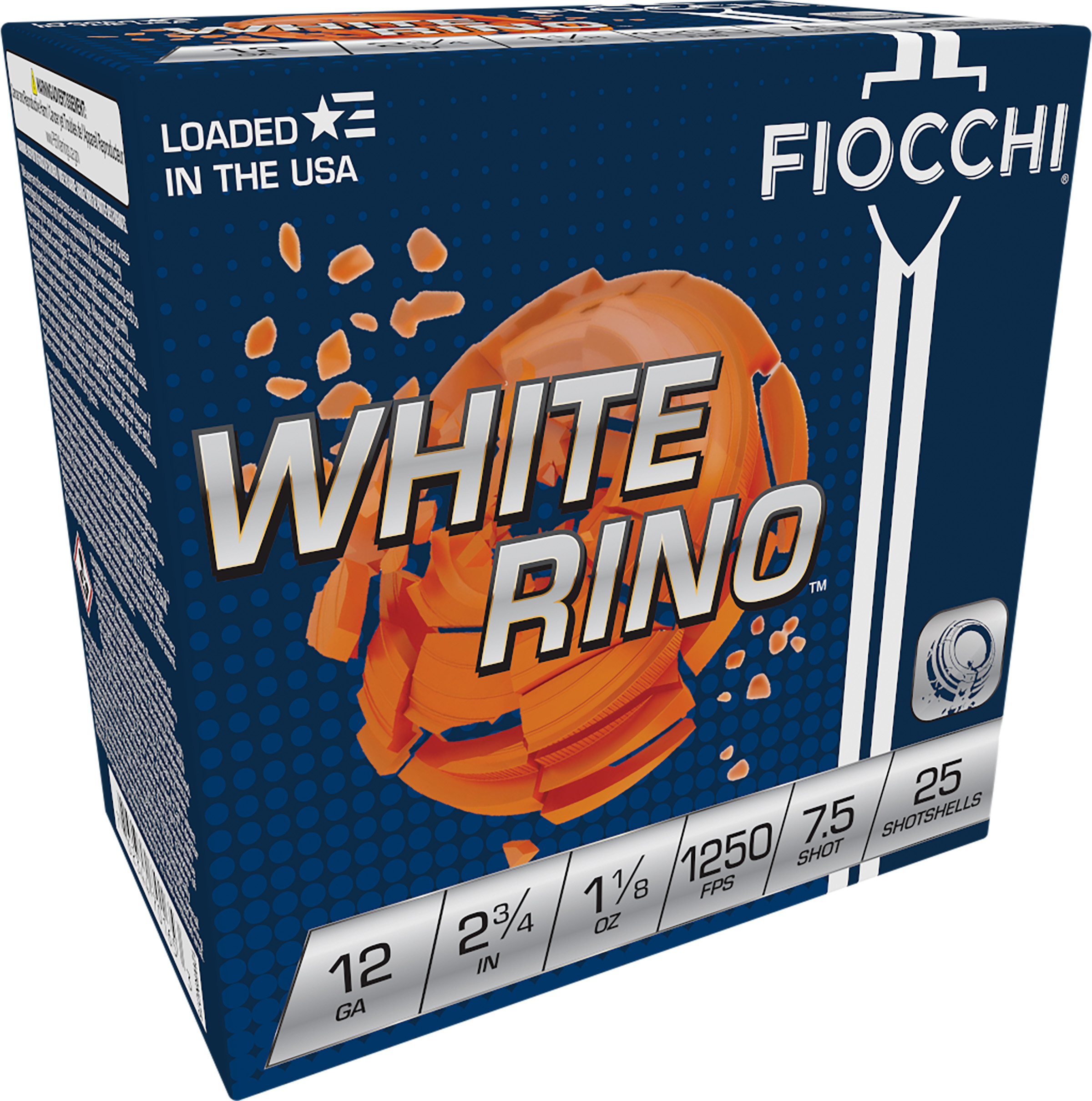 Fiocchi Exacta White Rino Shotshells 12ga 2-3/4" 1-1/8oz 1250 fps #7.5 25/ct