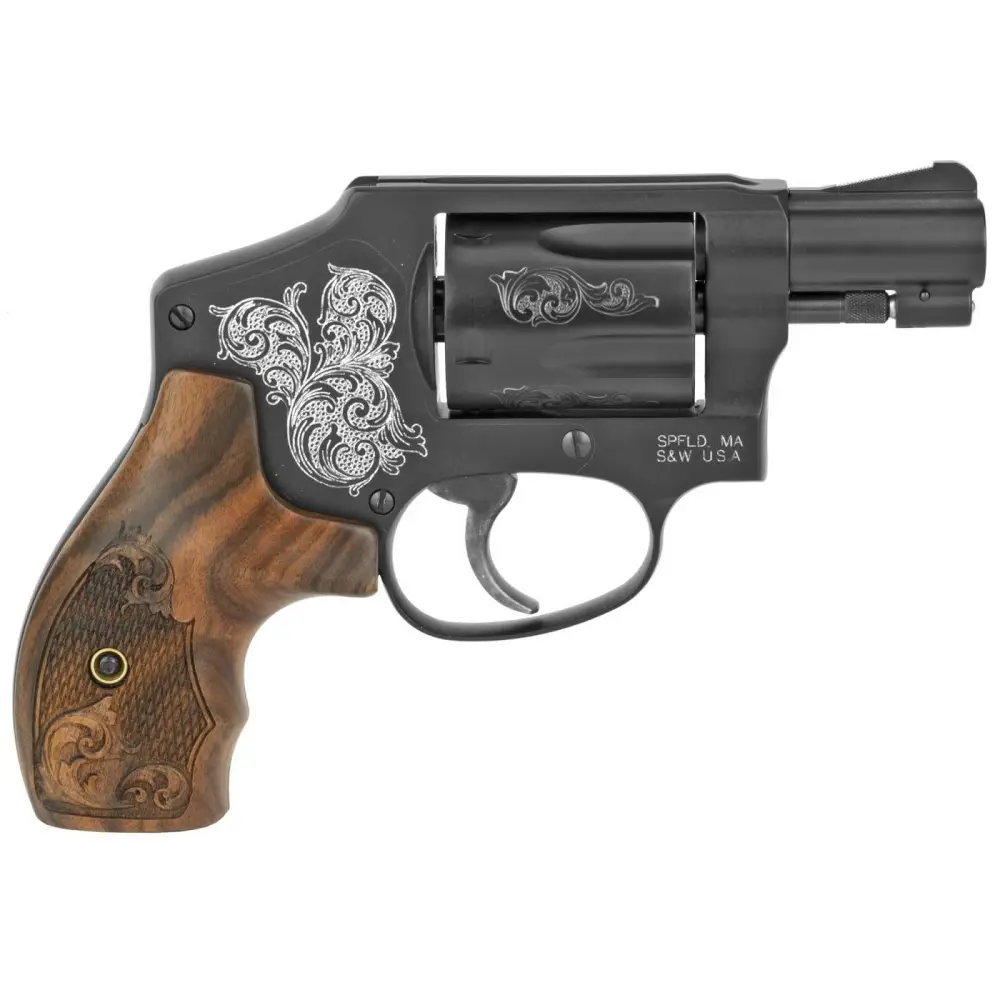 Smith & Wesson M442 Handgun 38 S&W Spl 5rd Capacity 1.875" Barrel Engraved Wood Grip