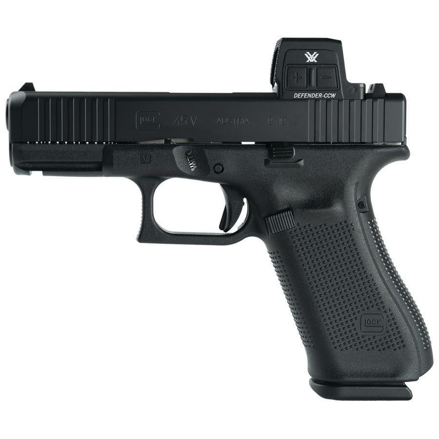 Glock V-Series Optic Ready Model 45 Handgun 9mm Luger 17rd Magazines(3) 3.7" Barrel Black Cerakote Vortex Defender Optic Austria