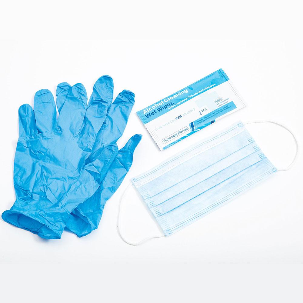 Westchester Protective Gear DBA PIP Global Safety Howard Leight Safety Single Pack PPE Kit Face Mask Gloves & Cleansing Wipes