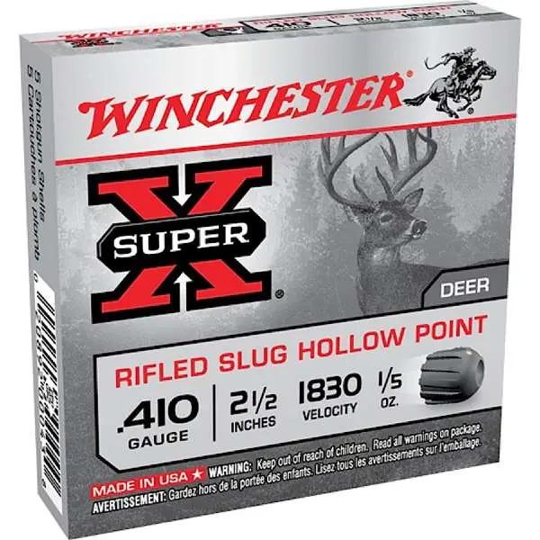 Winchester Ammunition .410GA 2-1/2" 1/5OZ SUPER X RIFLED SLUG HP 15RDS