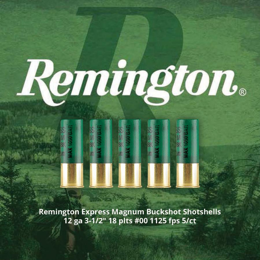 Remington Express Magnum Buckshot Shotshells 12 ga 3-1/2" 18 plts #00 1125 fps 5/ct
