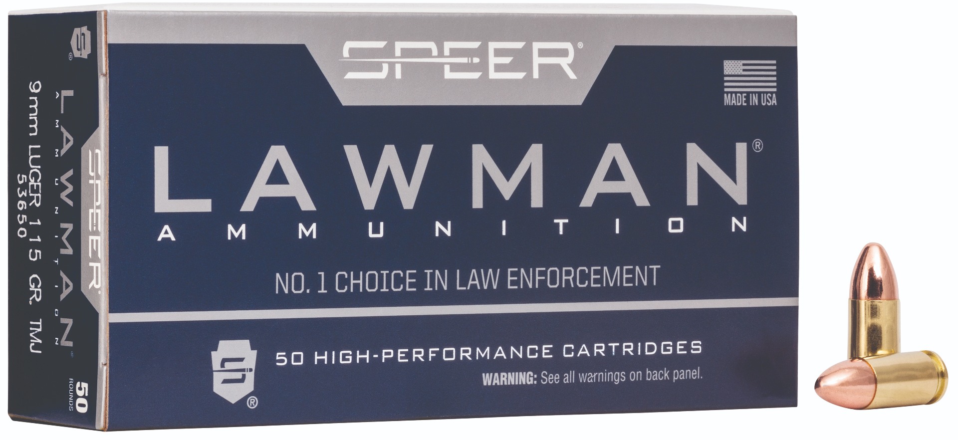 Cci Speer Lawman Handgun Ammunition 9mm Luger 115 gr TMJ-RN 115GR TMJ 50/ct