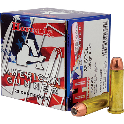 Hornady American Gunner Handgun Ammunition .38 Spl 125 gr XTP 900 fps 25/ct