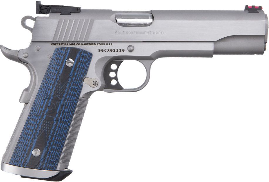 Colt Gold Cup Trophy Handgun .38 Super 9rd Magazine 5" Barrel Stainless Finish G10 Grips Fiber Sights