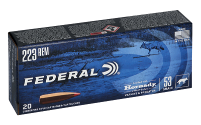 Federal Varmint & Predator Rifle Ammunition .223 Rem 53 gr V-MAX 3400 fps 20/ct