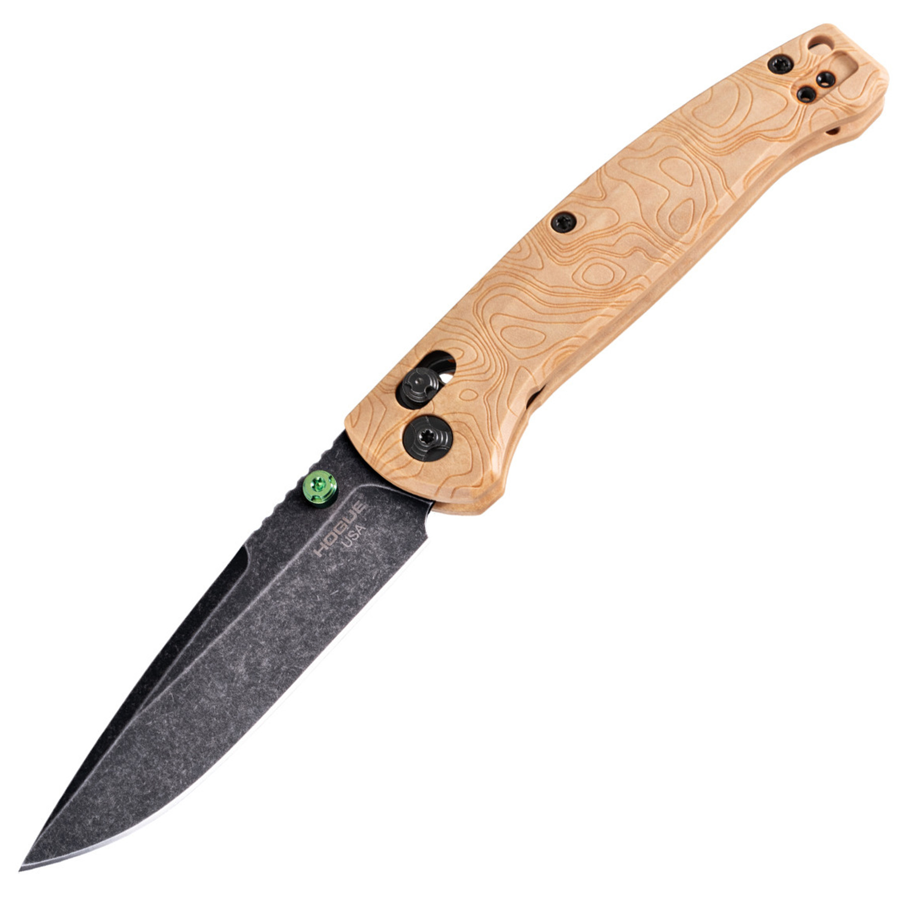 Hogue Mysto Folder Knife 3-2/5 Drop Point Blade Wood Maple Valley