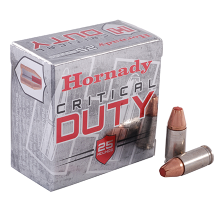 HORNADY CRITICAL DUTY 9MM+P LUGER 124GR 25RD BX 250RD CASE