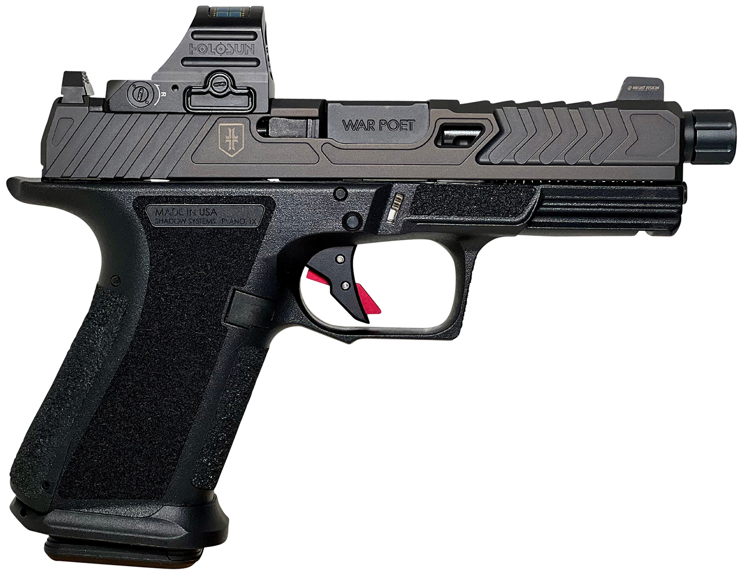 Shadow Systems MR920 War Poet Handgun 9mm Luger 15rd Magazines(2) 4.5" Fluted Threaded Barrel Black w/Holosun 507C
