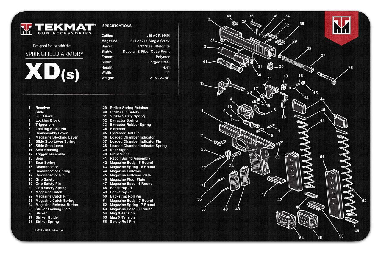 Gsm TekMat 11x17 Gun Cleaning Mat- Springfield Armory XD-S