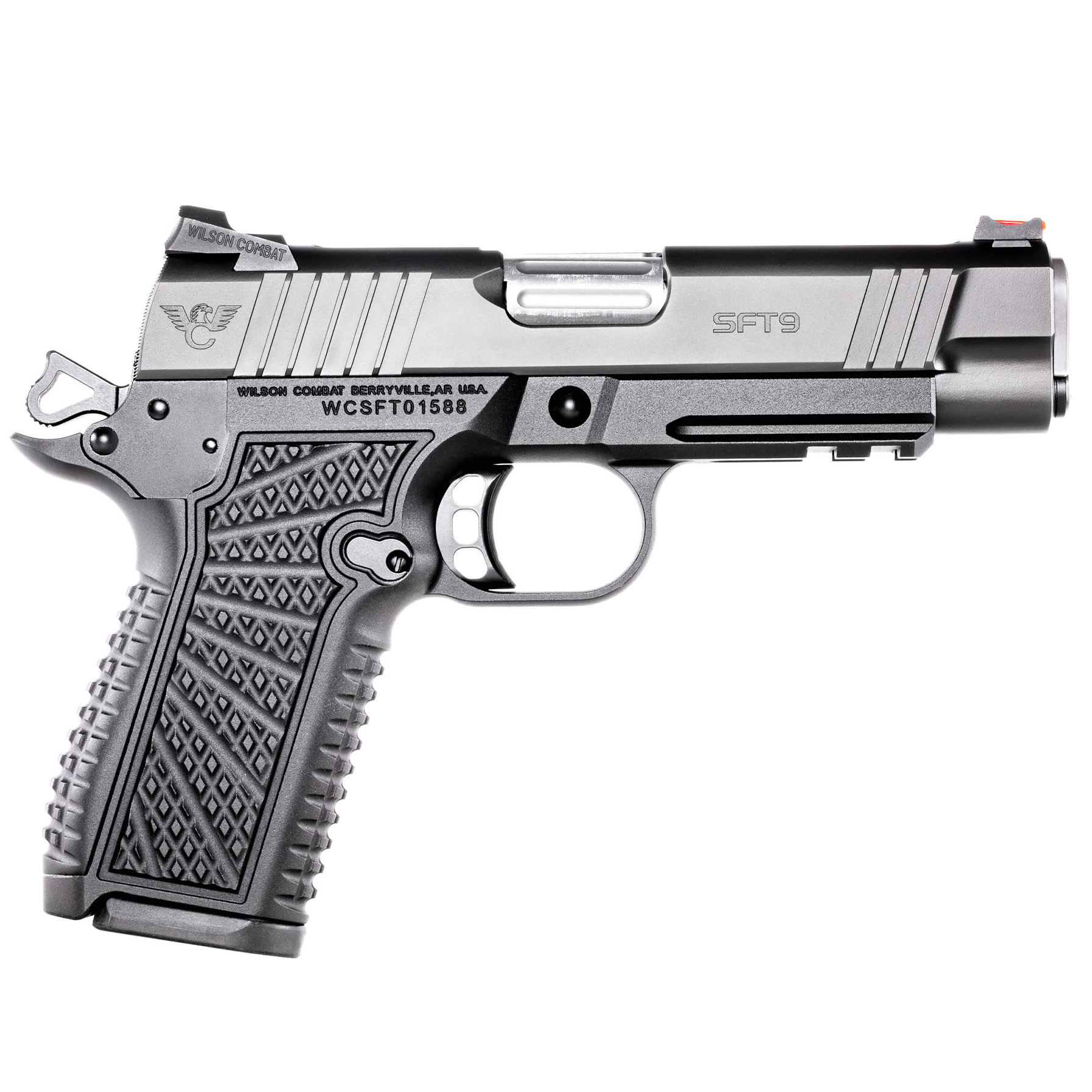 Wilson Combat SFT9 Double-Stack Commander Handgun 9mm Luger 15rd Magazines (2) 4.25" Barrel Black Lightrail Frame