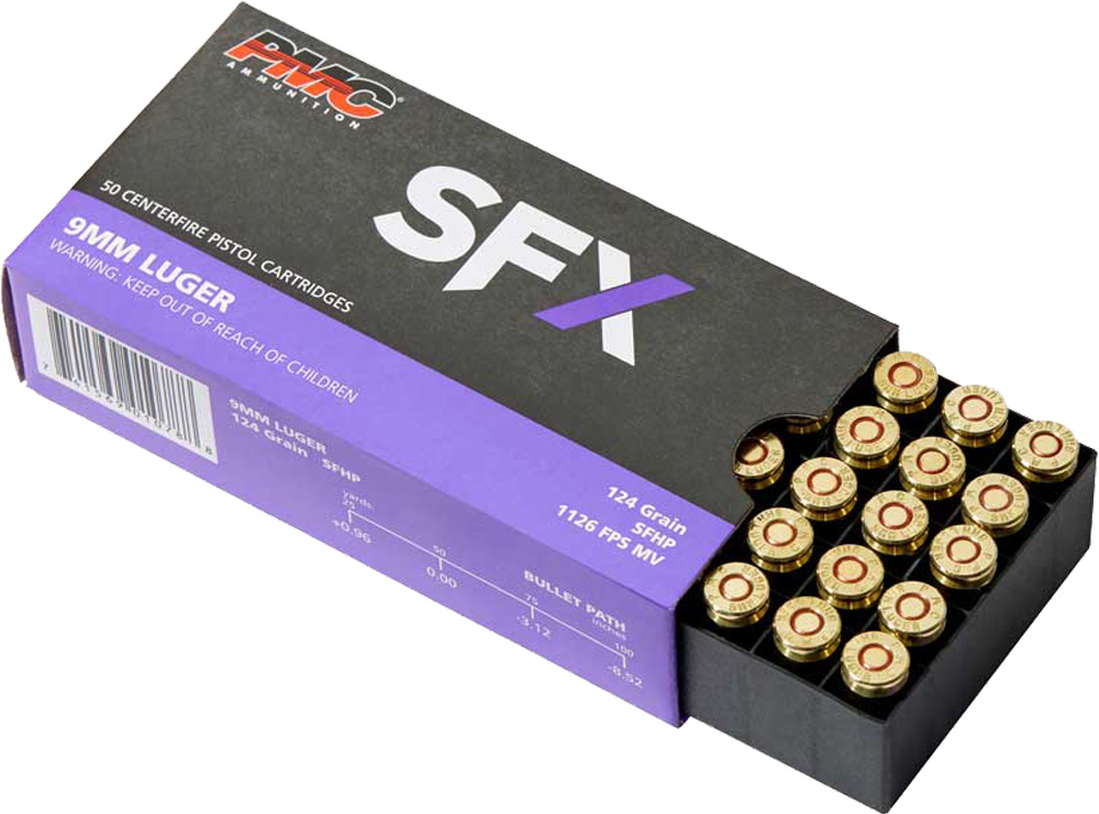 PMC SFX Handgun Ammunition 9mm Luger 124 gr. JHP 1201 fps 50/ct