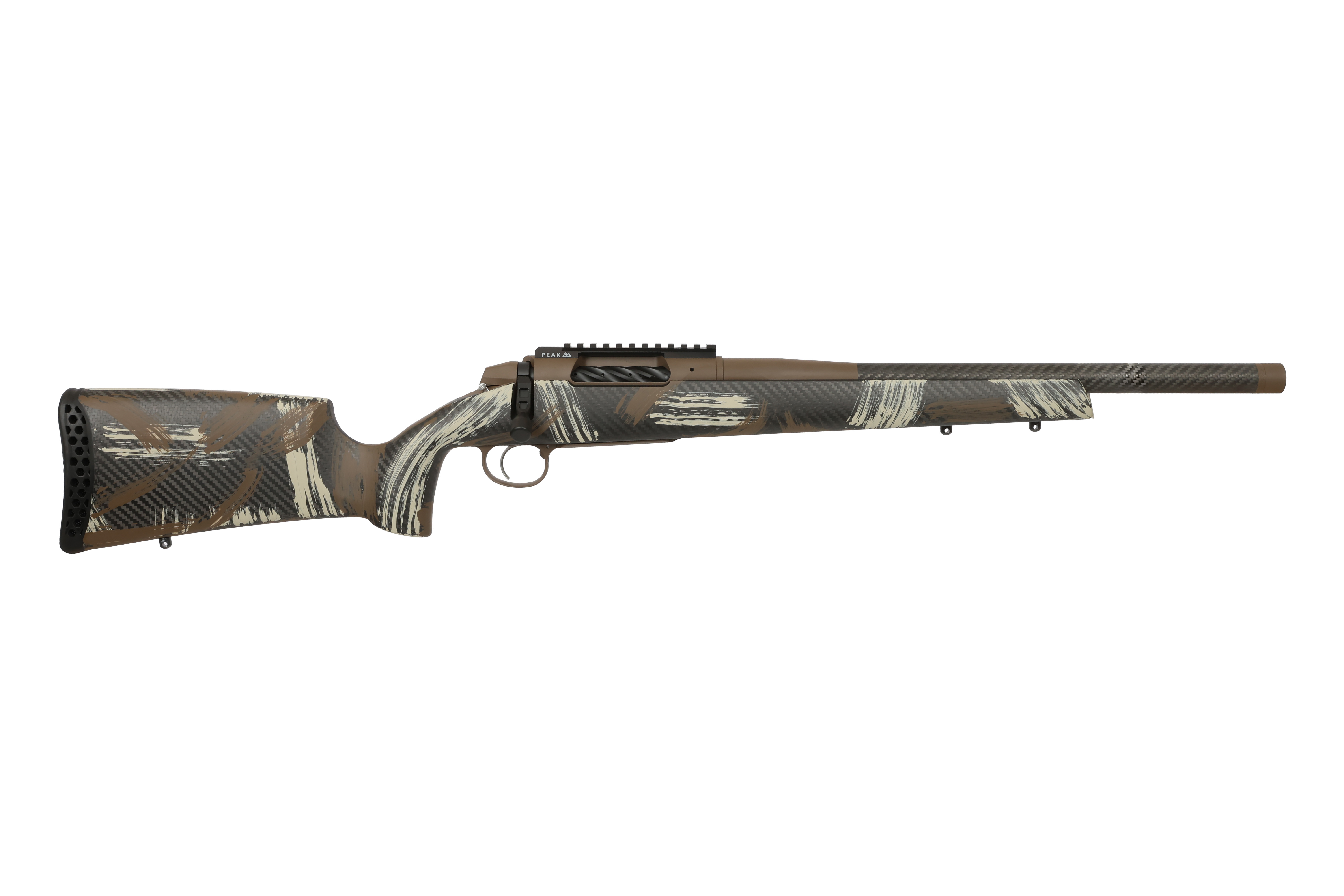 Weatherby 307 Alpine CT Rifle 22 Creedmoor 4rd Capacity 18'' Threaded Barrel w/2'' Brake Carbon Fiber w/ WYO Brown Sponge Pattern