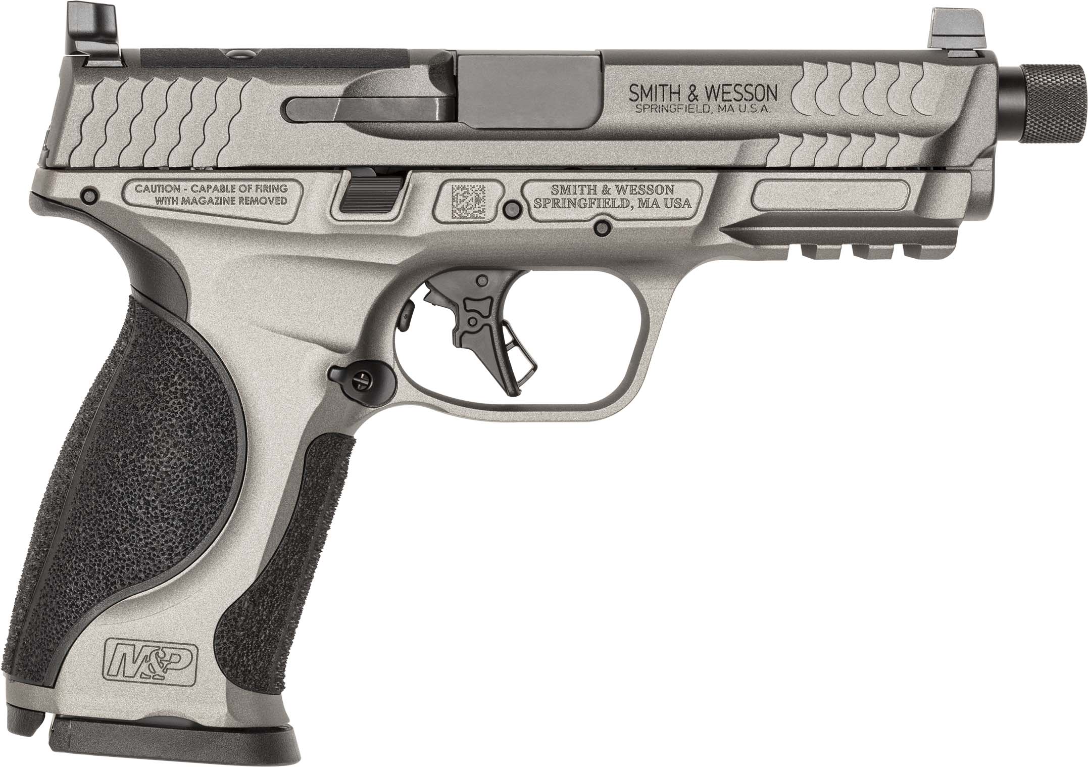Smith & Wesson Inc. S&W M&P 9 M2.0 Metal OR Optic Ready Handgun 9mm Luger 17rd Magazines(2) 4.6" Threaded Barrel No Thumb Safety Tungsten Gray