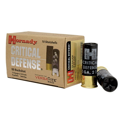 Hornady Critical Defense Shotgun Ammunition 12 ga 2-3/4" 8 plts #00 1600 fps 10/ct