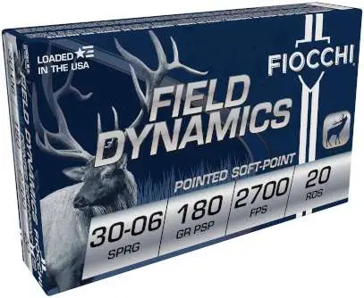 Fiocchi Field Dynamics Rifle Ammunition 30-06 Sprg 180 gr PSP 2700 fps 20/ct