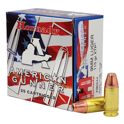 Hornady American Gunner Handgun Ammunition 9mm Luger 115 gr XTP 1155 fps 25/ct