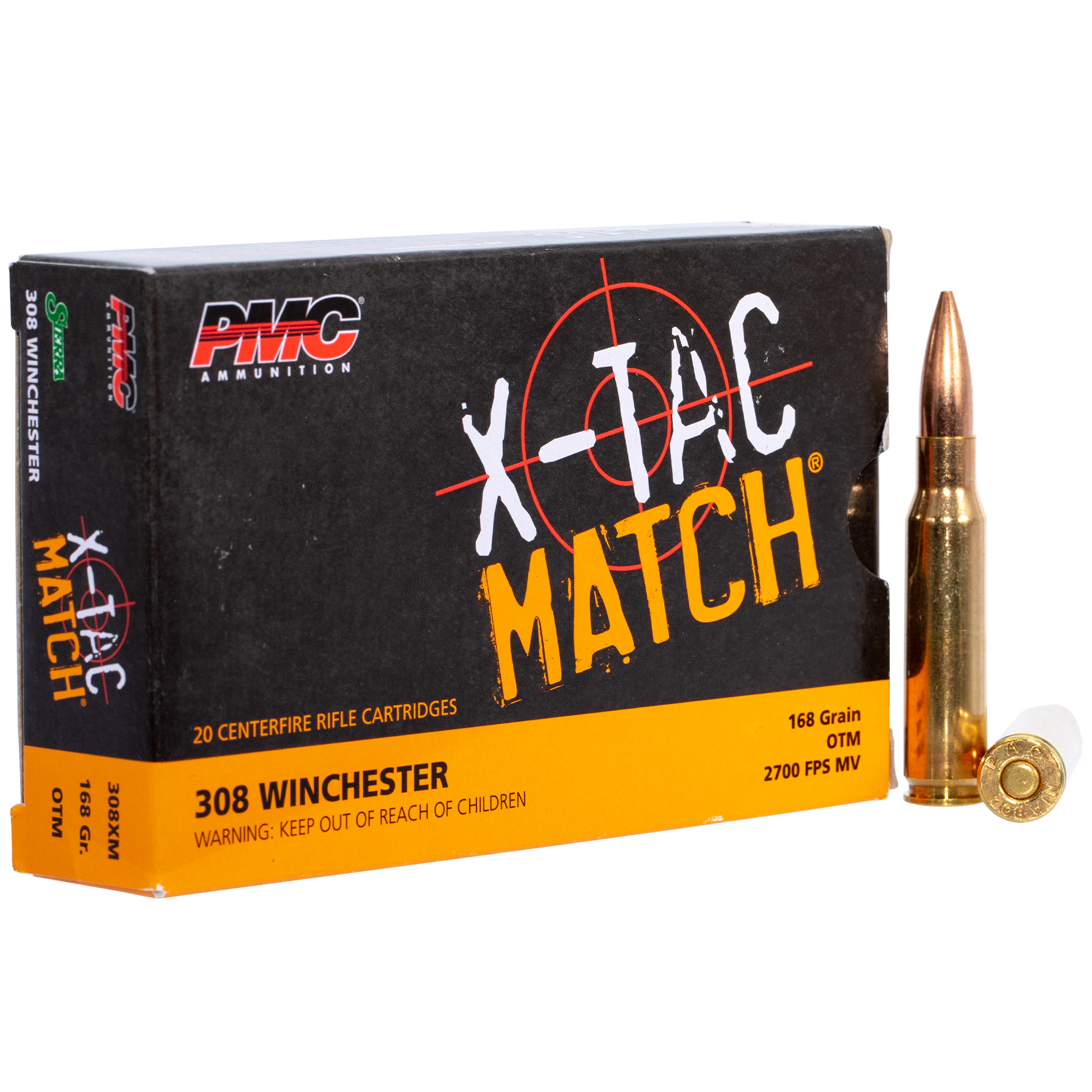 PMC X-TAC MATCH Rifle Ammunition .308 Win 168 gr OTM 2700 fps 20/ct
