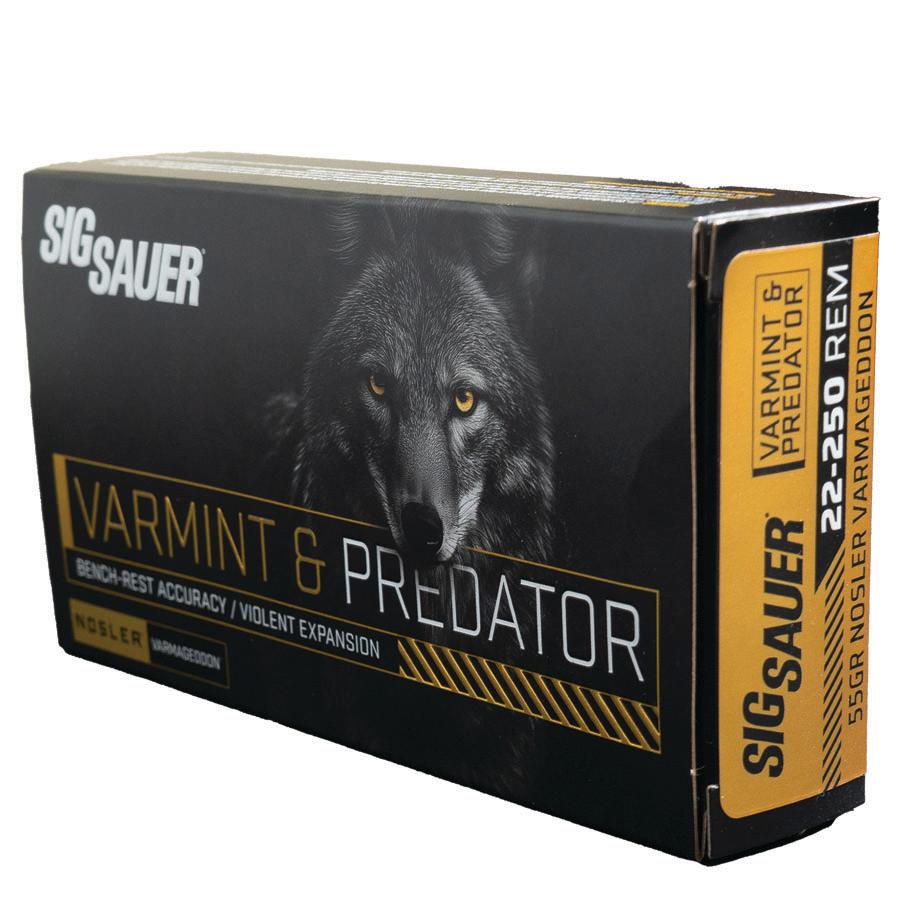 Sig Sauer Varmint & Predator Rifle Ammunition 22-250 Rem 55gr PT 20/ct