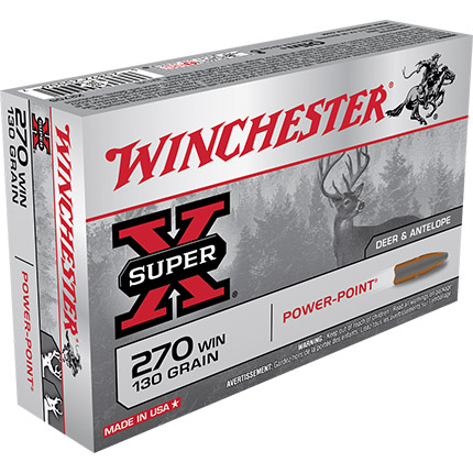 Winchester Super-X Power Point Rifle Ammunition .270 Win 130 gr JSP 3060 fps 20/ct