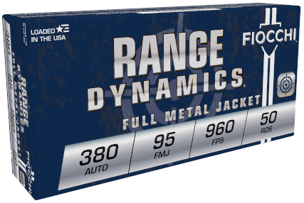 Fiocchi Pistol Shooting Dynamics Handgun Ammunition .380 ACP 95 gr. FMJ 960 fps 50/ct