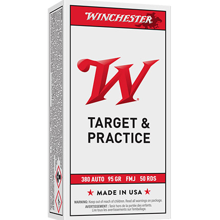 WINCHESTER USA 380AUTO 95GR FMJ 50RD BX 500RD CASE