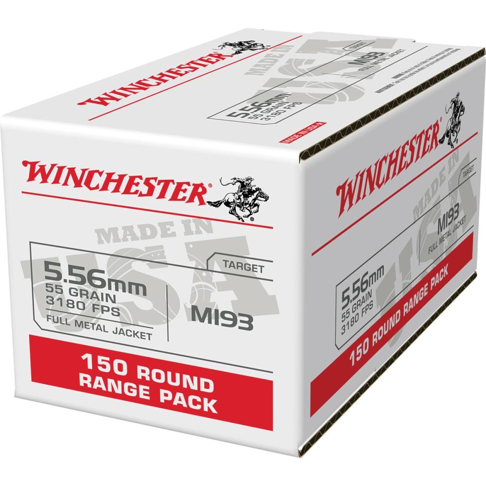 Winchester USA Lake City M193 Rifle Ammunition 5.56X45 NATO 55 gr. FMJ 3240 fps 150/ct