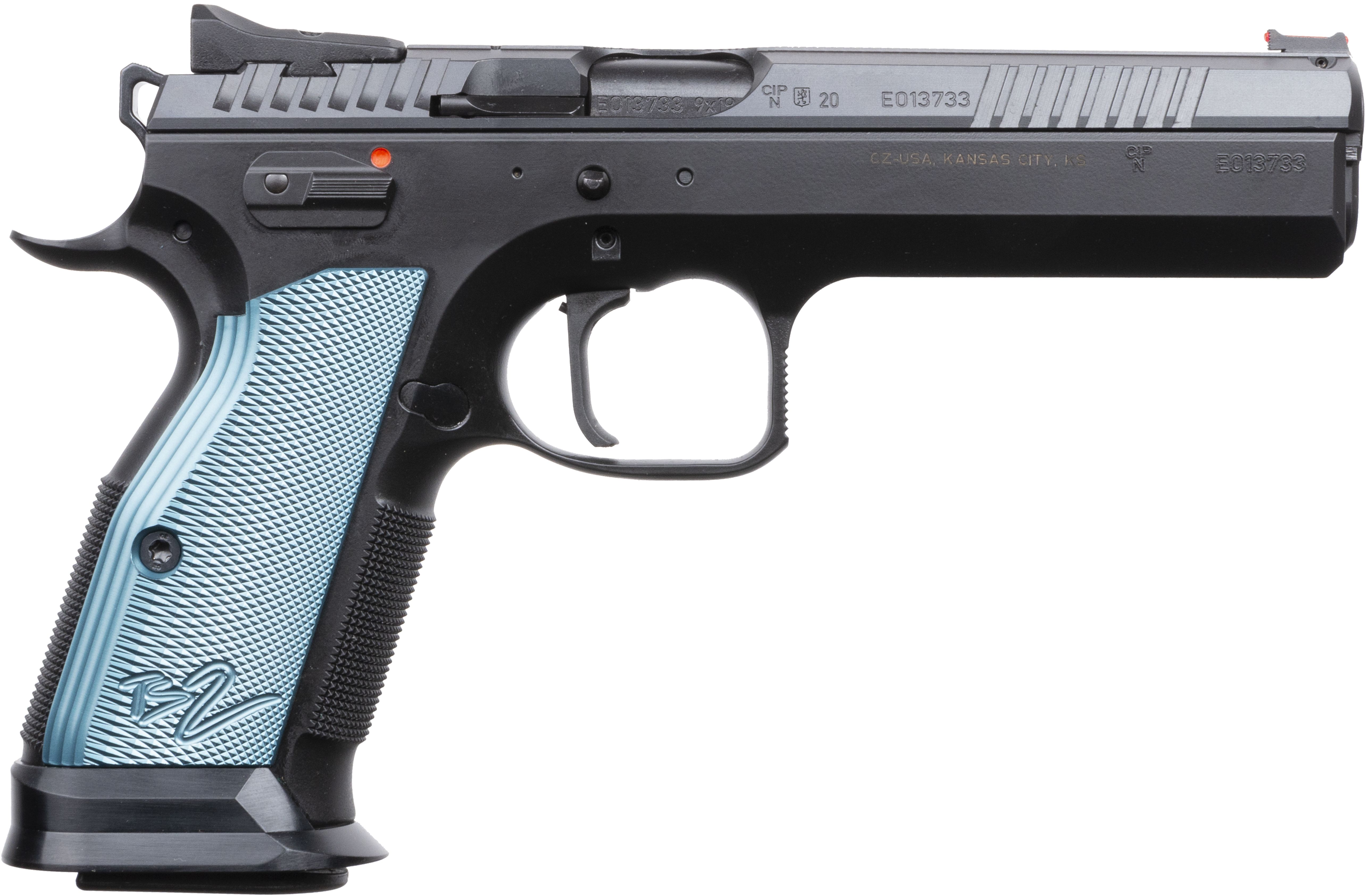 CZ 75 Tactical Sport 2 Handgun 9mm Luger 20rd Magazines 5.28" Barrel Blue Aluminum Grips