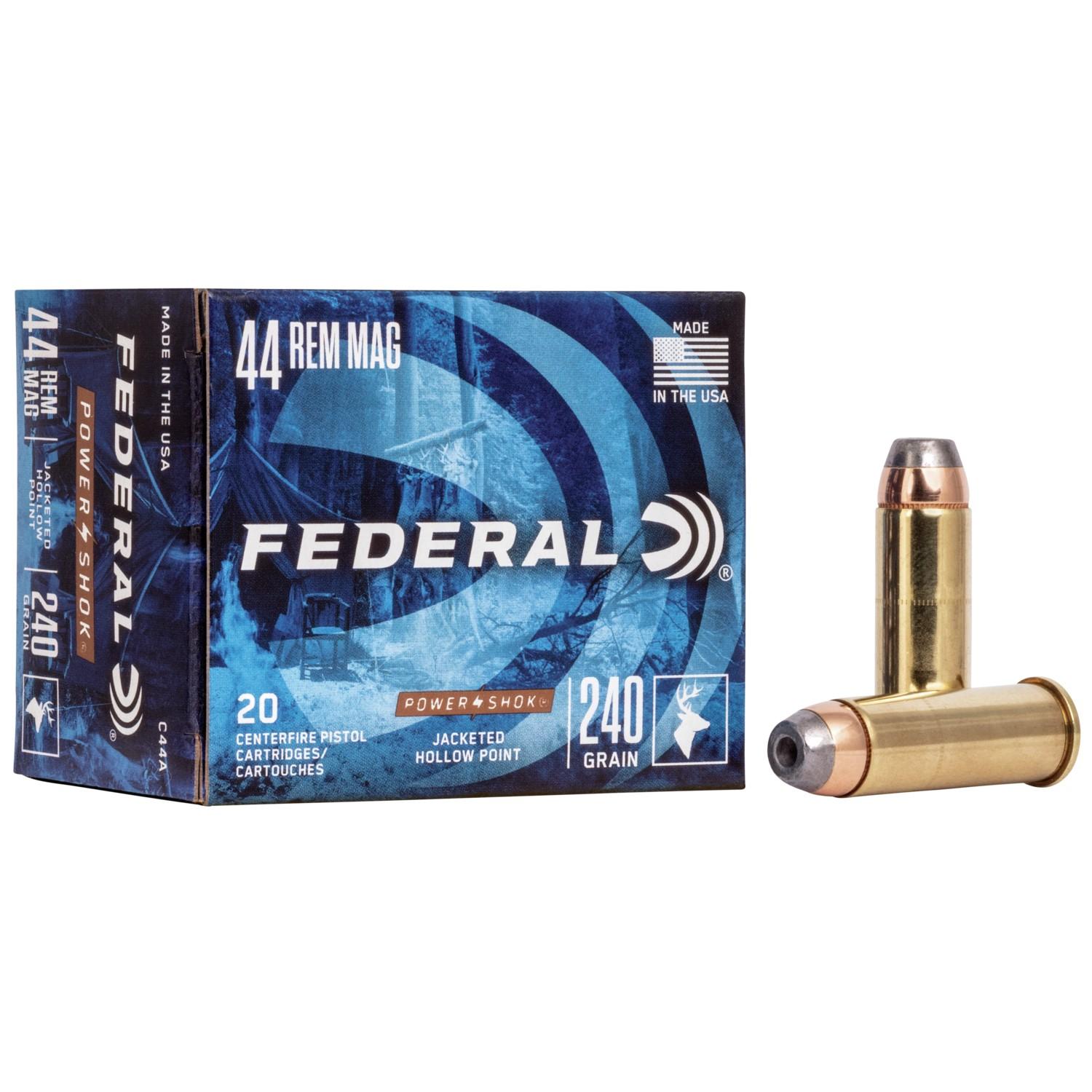 Federal Power-Shok Handgun Ammunition .44 Mag 240gr JHP 1230 fps 20/ct