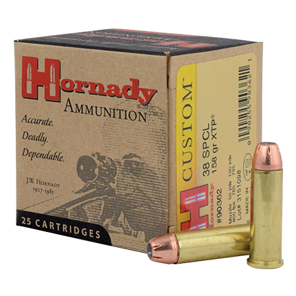 HORNADY CUSTOM 38SPCL 158GR XTP JHP 25RD BX 250RD CASE