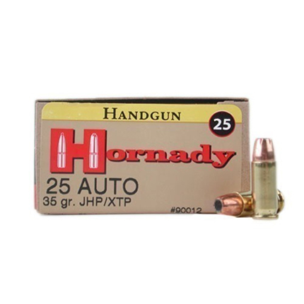 Hornady Custom Handgun Ammunition .25 ACP 35 gr XTP 900 fps 25/ct