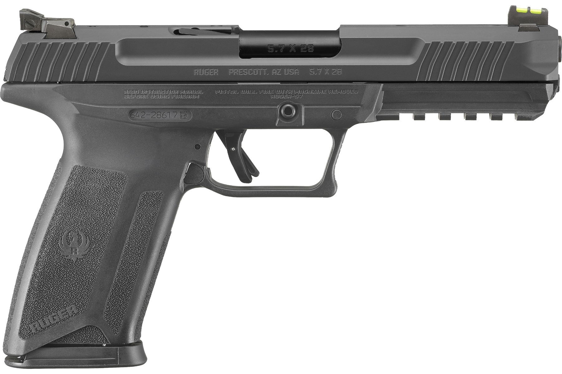 Sturm Ruger & Co Ruger 57 Pro Model Handgun 5.72x28mm 20rd Magazine 4.94" Barrel Black Fiber Optic Sights