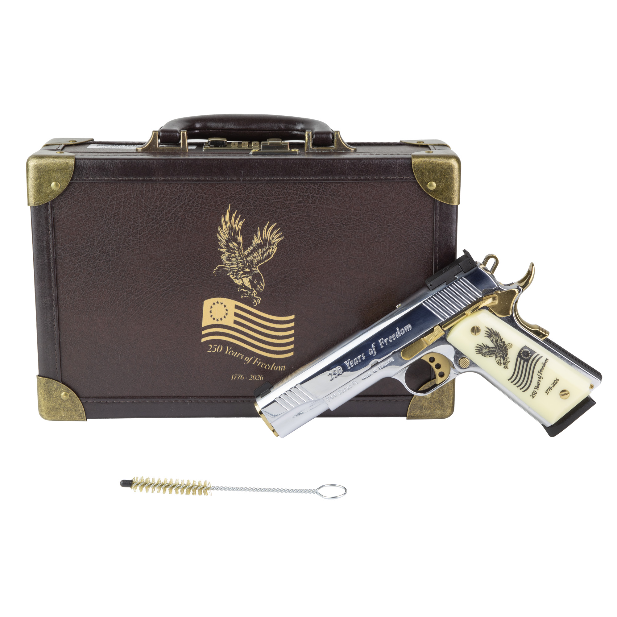 EAA Girsan MC1911 250th Anniversary Handgun .45 Auto 8rd Magazine(1) 5" Barrel Engraved Slide and Grips Hard Case