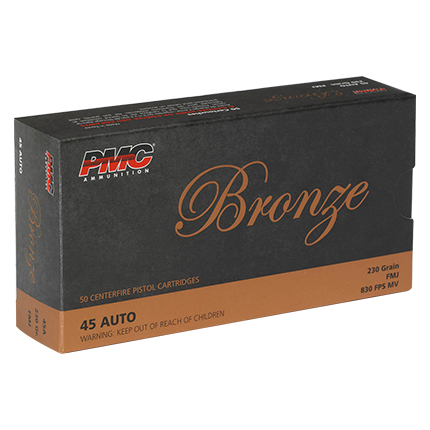 PMC Bronze Handgun Ammunition .45 ACP 230 gr. FMJ 830 fps 50/ct