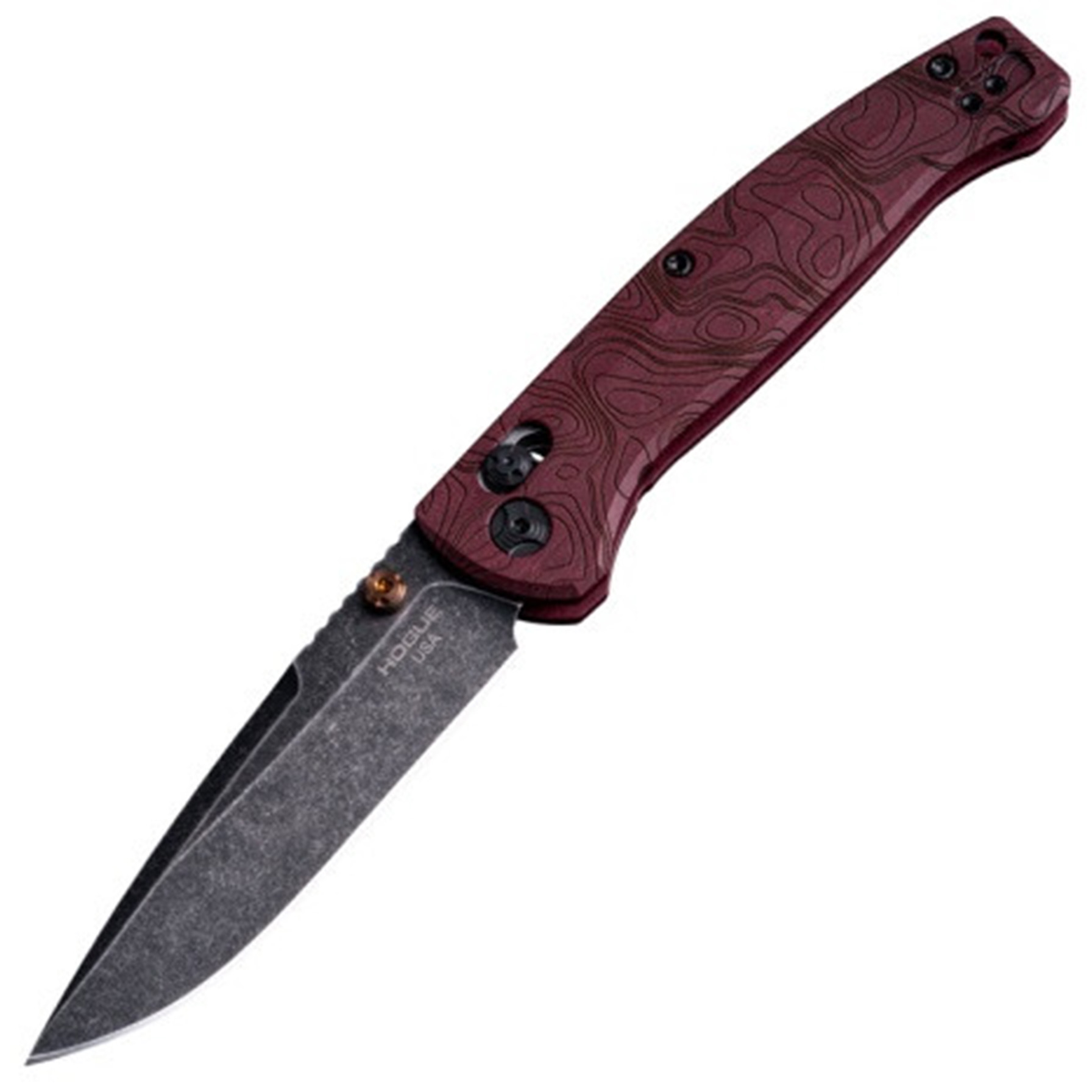 Hogue Mysto Folder Knife 3-2/5 Drop Point Blade Fire Redstone