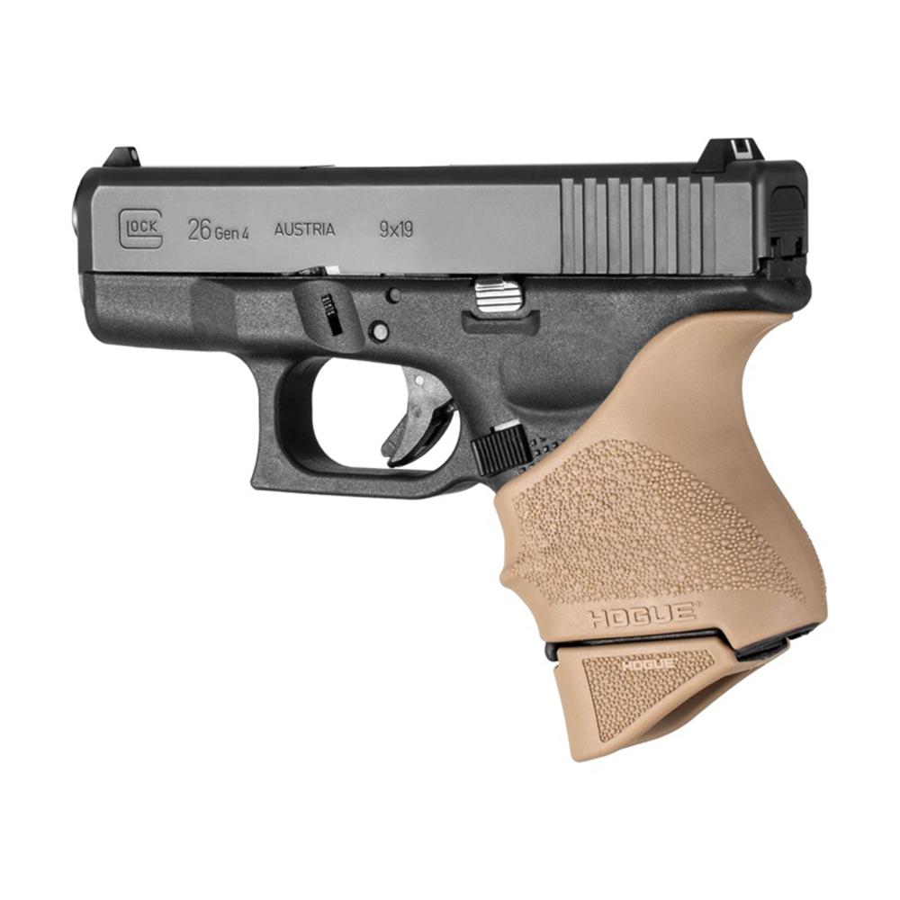 Hogue Overmolded Rubber Grip Extension Base Pad for Glock 26 10/rd Magazines FDE
