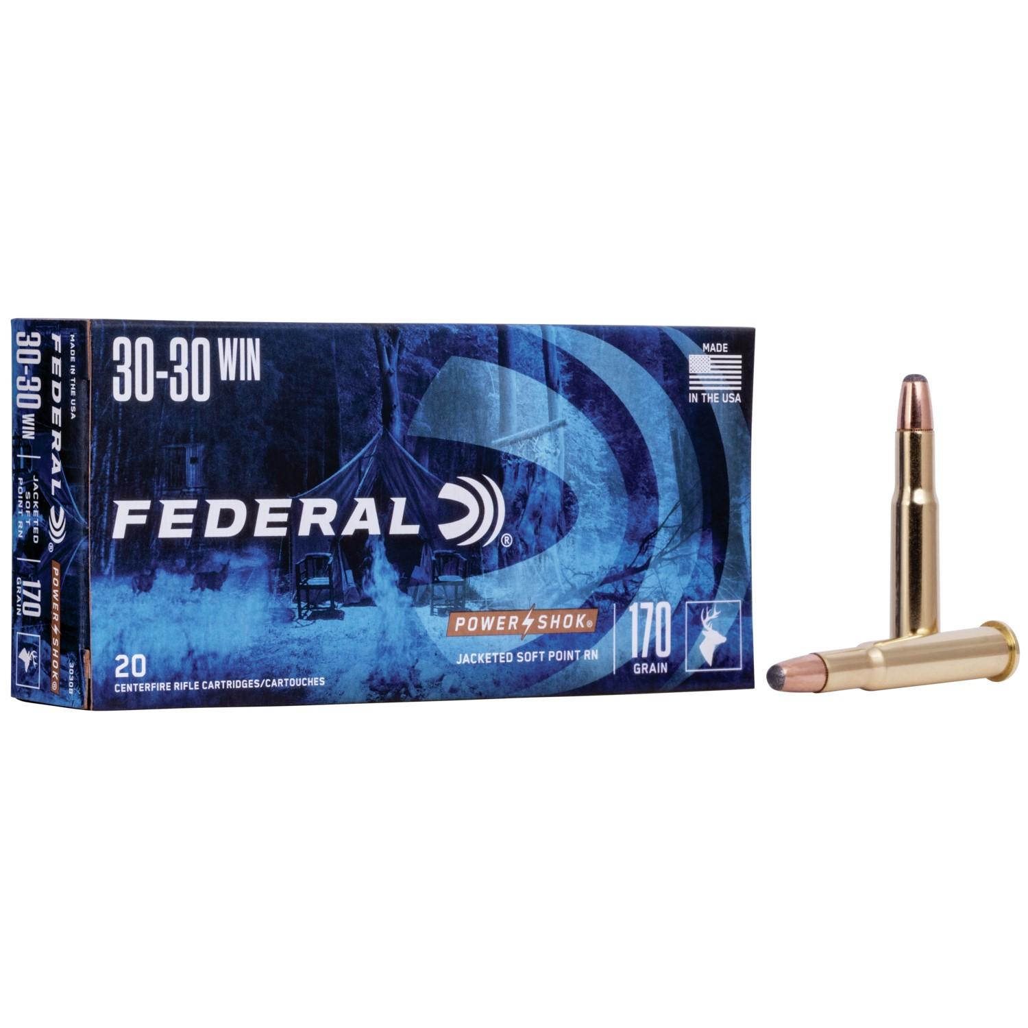 Federal Power-Shok Rifle Ammunition .30-30 Win 170 gr RNSP 2200 fps 20/ct