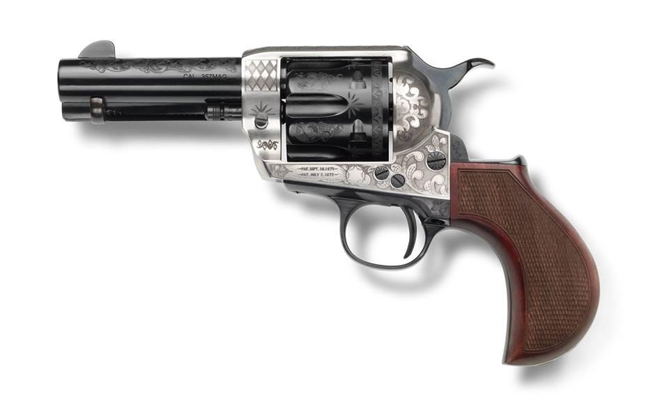 EMF Inc. DBA Pietta Pietta 1873 Alchimista Jr Handgun .45 Colt 6rd Capacity 3.5" Barrel Silver & Blue Engraved Checkered Grips