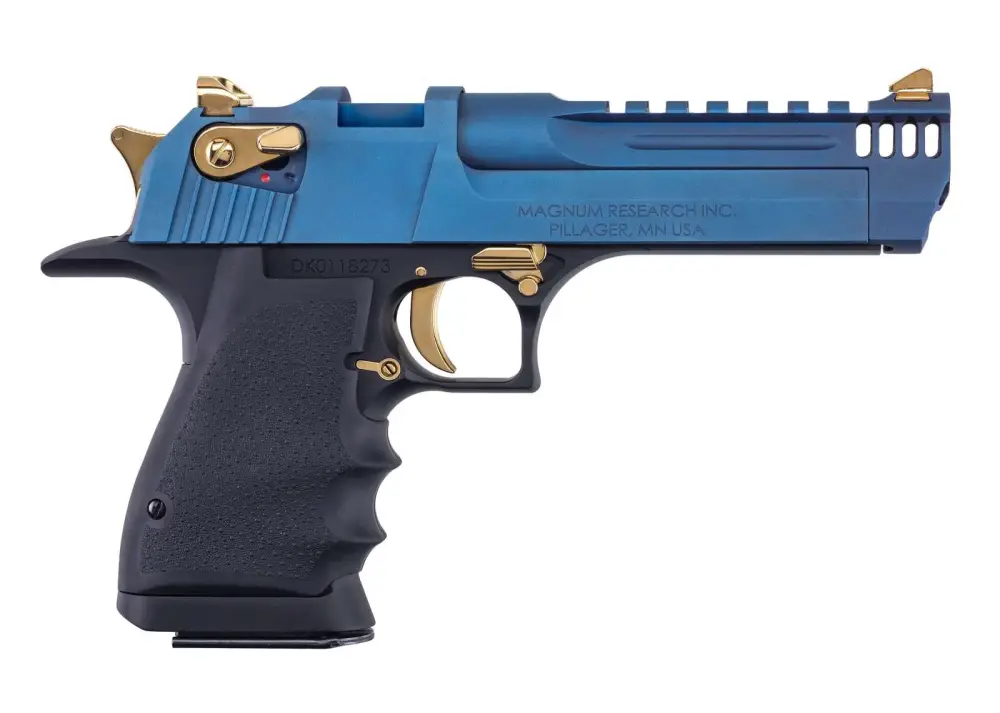 Magnum Research MGNM RSRCH LT WEIGHT DE50 PSTL CARBO BLUE/GOLD APPTMNTS 5" BARREL