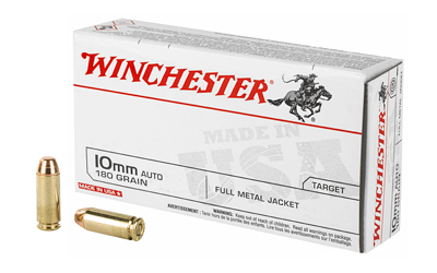 Winchester Target Handgun Ammunition 10mm Auto 180 gr. FMJ 1080 fps 50/ct