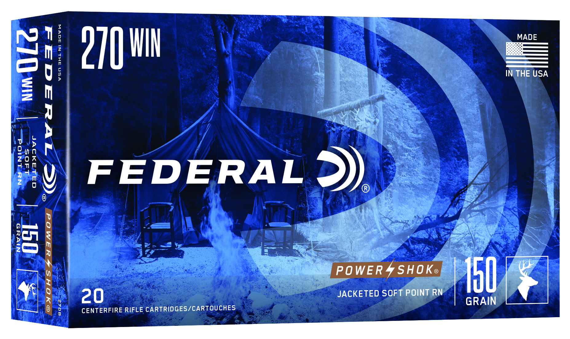 Federal Power-Shok Rifle Ammunition .270 Win 150 gr SP 2890 fps 20/ct