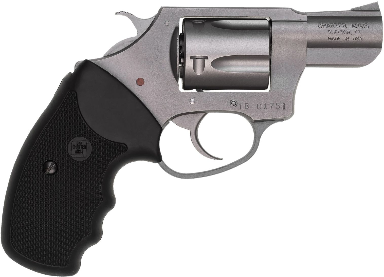 Charter Arms Undercover Full Size Handgun .38 Spl 5/rd Capacity 2" Barrel Silver with Black Grip