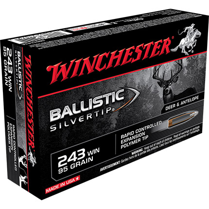Winchester Ballistic Silvertip Rifle Ammunition .243 Win 95 gr. PT 3100 fps 20/ct