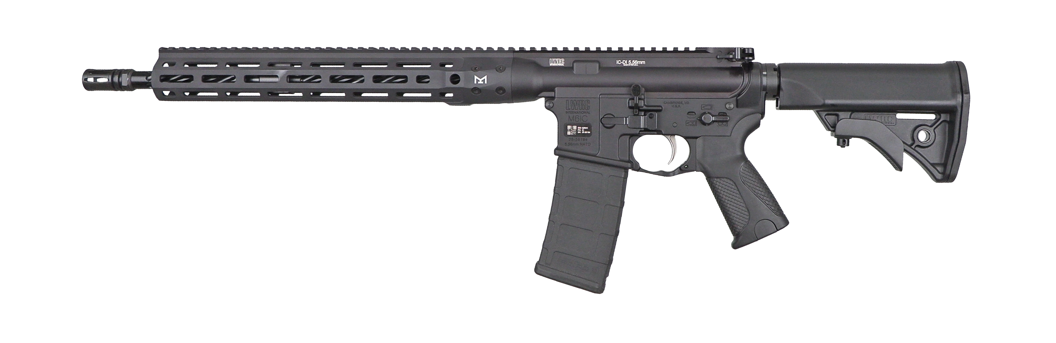 LWRC IC DI Rifle 5.56mm 30rd Magazine 16" 1/2x28 Threaded Barrel Black