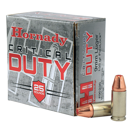 Hornady HRN 9MM 135GR CDUTY FLX 25RD 10BX/CS