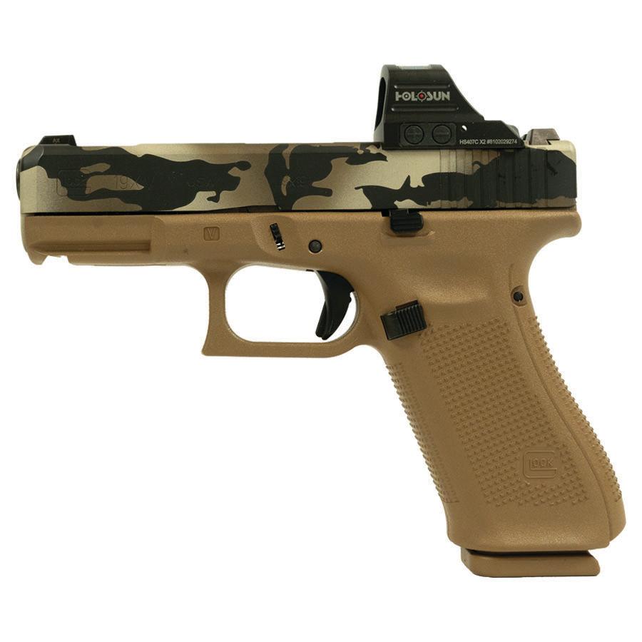 Glock V-Series Model 19x OR Camo Handgun 9mm Luger 17rd Magazines (3) 4.02" Ported Barrel Holosun 407C X2